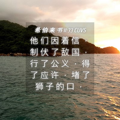 Picture 04 - 希 伯 来 书 11:33 CUVS - 他 们 因 着 信 ， 制 伏 了 敌 国 ， - Bible Verse Picture