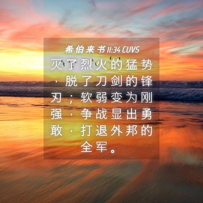 Picture 04 - 希 伯 来 书 11:34 CUVS - 灭 了 烈 火 的 猛 势 ， 脱 了 刀 剑 - Bible Verse Picture