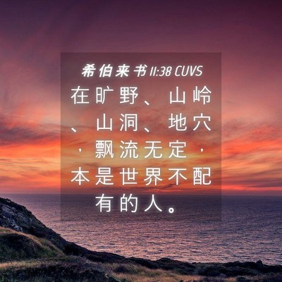 Picture 04 - 希 伯 来 书 11:38 CUVS - 在 旷 野 、 山 岭 、 山 洞 、 地 穴 - Bible Verse Picture