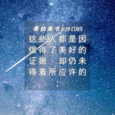 Picture 04 - 希 伯 来 书 11:39 CUVS - 这 些 人 都 是 因 信 得 了 美 好 的 - Bible Verse Picture