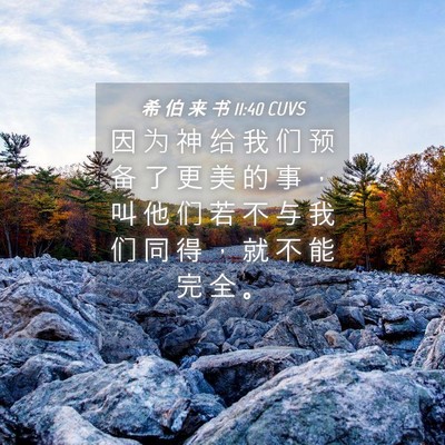 Picture 04 - 希 伯 来 书 11:40 CUVS - 因 为 神 给 我 们 预 备 了 更 美 的 - Bible Verse Picture