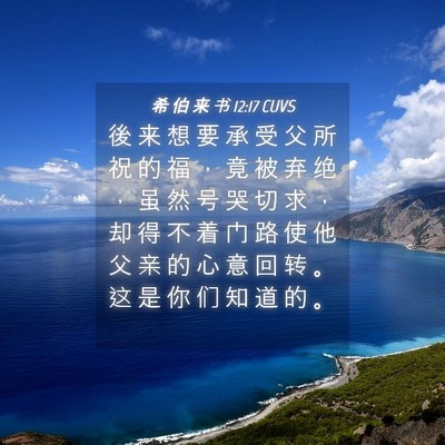 Picture 04 - 希 伯 来 书 12:17 CUVS - 後 来 想 要 承 受 父 所 祝 的 福 ， - Bible Verse Picture