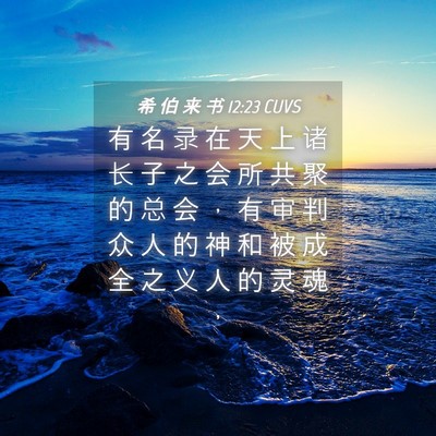 Picture 04 - 希 伯 来 书 12:23 CUVS - 有 名 录 在 天 上 诸 长 子 之 会 所 - Bible Verse Picture