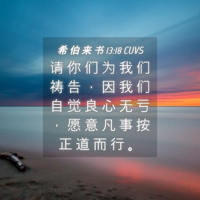 Picture 04 - 希 伯 来 书 13:18 CUVS - 请 你 们 为 我 们 祷 告 ， 因 我 们 - Bible Verse Picture