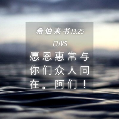 Picture 04 - 希 伯 来 书 13:25 CUVS - 愿 恩 惠 常 与 你 们 众 人 同 在 。 - Bible Verse Picture