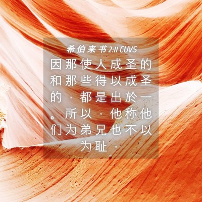 Picture 04 - 希 伯 来 书 2:11 CUVS - 因 那 使 人 成 圣 的 和 那 些 得 以 - Bible Verse Picture