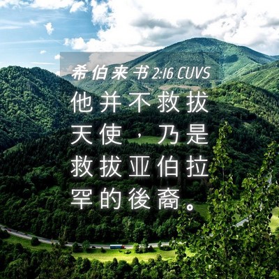Picture 04 - 希 伯 来 书 2:16 CUVS - 他 并 不 救 拔 天 使 ， 乃 是 救 拔 - Bible Verse Picture