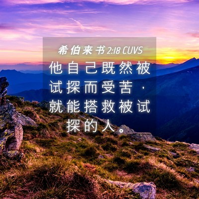 Picture 04 - 希 伯 来 书 2:18 CUVS - 他 自 己 既 然 被 试 探 而 受 苦 ， - Bible Verse Picture