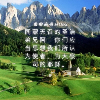 Picture 04 - 希 伯 来 书 3:1 CUVS - 同 蒙 天 召 的 圣 洁 弟 兄 阿 ， 你 - Bible Verse Picture
