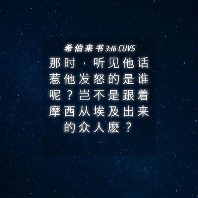 Picture 04 - 希 伯 来 书 3:16 CUVS - 那 时 ， 听 见 他 话 惹 他 发 怒 的 - Bible Verse Picture