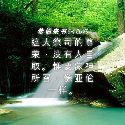 Picture 04 - 希 伯 来 书 5:4 CUVS - 这 大 祭 司 的 尊 荣 ， 没 有 人 自 - Bible Verse Picture