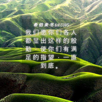 Picture 04 - 希 伯 来 书 6:11 CUVS - 我 们 愿 你 们 各 人 都 显 出 这 样 - Bible Verse Picture