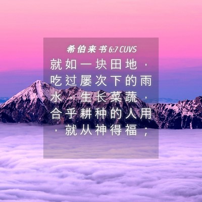 Picture 04 - 希 伯 来 书 6:7 CUVS - 就 如 一 块 田 地 ， 吃 过 屡 次 下 - Bible Verse Picture