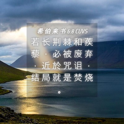 Picture 04 - 希 伯 来 书 6:8 CUVS - 若 长 荆 棘 和 蒺 藜 ， 必 被 废 弃 - Bible Verse Picture