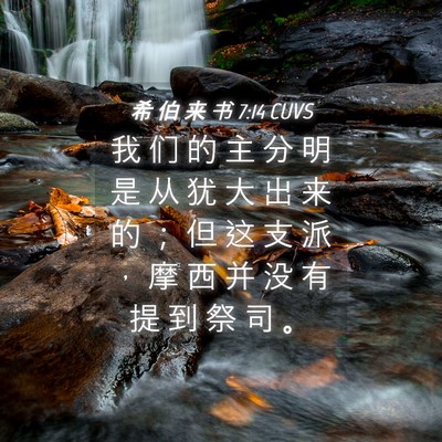Picture 04 - 希 伯 来 书 7:14 CUVS - 我 们 的 主 分 明 是 从 犹 大 出 来 - Bible Verse Picture