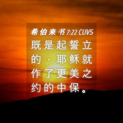 Picture 04 - 希 伯 来 书 7:22 CUVS - 既 是 起 誓 立 的 ， 耶 稣 就 作 了 - Bible Verse Picture