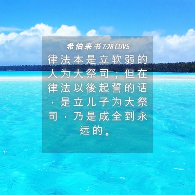 Picture 04 - 希 伯 来 书 7:28 CUVS - 律 法 本 是 立 软 弱 的 人 为 大 祭 - Bible Verse Picture