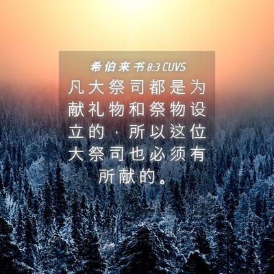 Picture 04 - 希 伯 来 书 8:3 CUVS - 凡 大 祭 司 都 是 为 献 礼 物 和 祭 - Bible Verse Picture