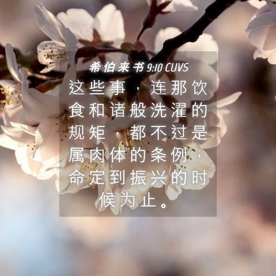 Picture 04 - 希 伯 来 书 9:10 CUVS - 这 些 事 ， 连 那 饮 食 和 诸 般 洗 - Bible Verse Picture