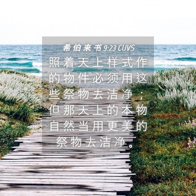 Picture 04 - 希 伯 来 书 9:23 CUVS - 照 着 天 上 样 式 作 的 物 件 必 须 - Bible Verse Picture