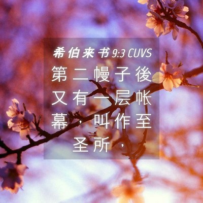 Picture 04 - 希 伯 来 书 9:3 CUVS - 第 二 幔 子 後 又 有 一 层 帐 幕 ， - Bible Verse Picture