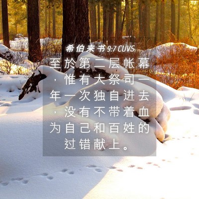 Picture 04 - 希 伯 来 书 9:7 CUVS - 至 於 第 二 层 帐 幕 ， 惟 有 大 祭 - Bible Verse Picture