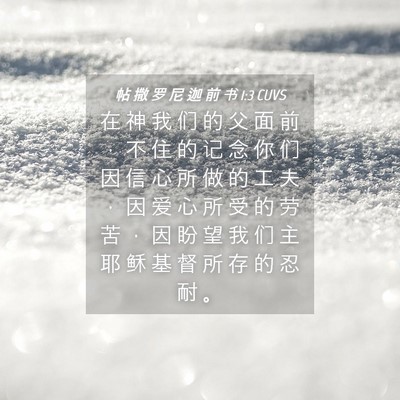 Picture 04 - 帖 撒 罗 尼 迦 前 书 1:3 CUVS - 在 神 我 们 的 父 面 前 ， 不 住 的 - Bible Verse Picture