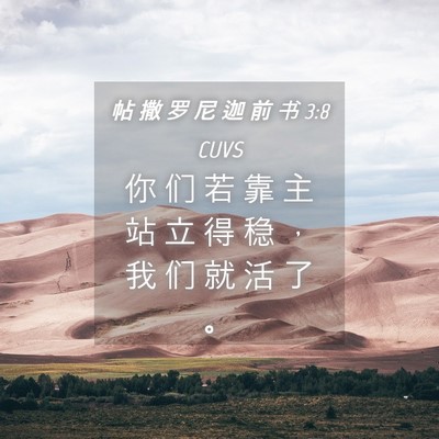 Picture 04 - 帖 撒 罗 尼 迦 前 书 3:8 CUVS - 你 们 若 靠 主 站 立 得 稳 ， 我 们 - Bible Verse Picture