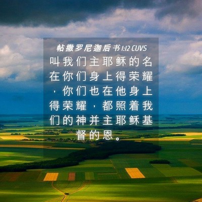 Picture 04 - 帖 撒 罗 尼 迦 后 书 1:12 CUVS - 叫 我 们 主 耶 稣 的 名 在 你 们 身 - Bible Verse Picture