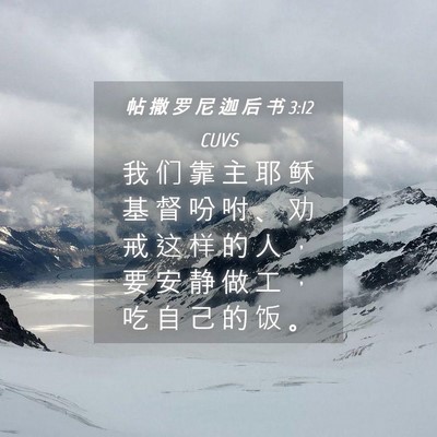 Picture 04 - 帖 撒 罗 尼 迦 后 书 3:12 CUVS - 我 们 靠 主 耶 稣 基 督 吩 咐 、 劝 - Bible Verse Picture