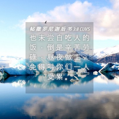 Picture 04 - 帖 撒 罗 尼 迦 后 书 3:8 CUVS - 也 未 尝 白 吃 人 的 饭 ， 倒 是 辛 - Bible Verse Picture