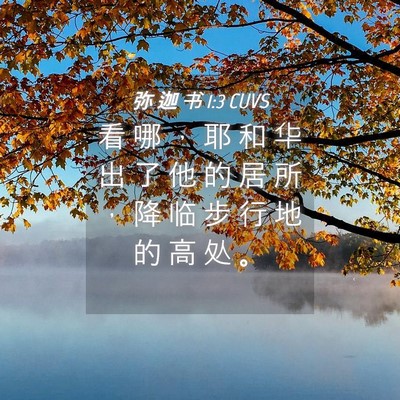 Picture 04 - 弥 迦 书 1:3 CUVS - 看 哪 ， 耶 和 华 出 了 他 的 居 所 - Bible Verse Picture