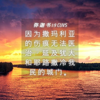 Picture 04 - 弥 迦 书 1:9 CUVS - 因 为 撒 玛 利 亚 的 伤 痕 无 法 医 - Bible Verse Picture