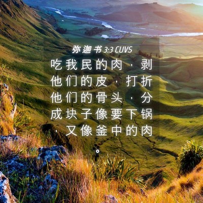 Picture 04 - 弥 迦 书 3:3 CUVS - 吃 我 民 的 肉 ， 剥 他 们 的 皮 ， - Bible Verse Picture