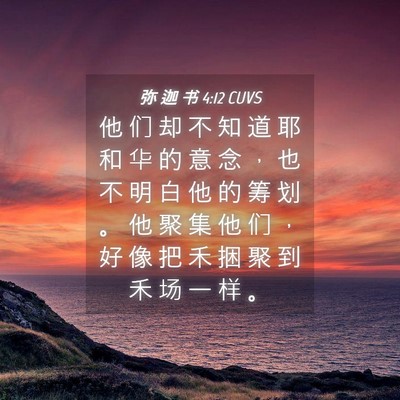 Picture 04 - 弥 迦 书 4:12 CUVS - 他 们 却 不 知 道 耶 和 华 的 意 念 - Bible Verse Picture