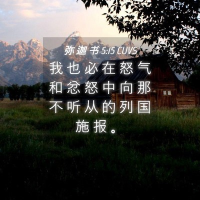 Picture 04 - 弥 迦 书 5:15 CUVS - 我 也 必 在 怒 气 和 忿 怒 中 向 那 - Bible Verse Picture