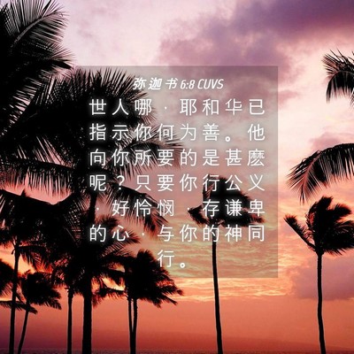 Picture 04 - 弥 迦 书 6:8 CUVS - 世 人 哪 ， 耶 和 华 已 指 示 你 何 - Bible Verse Picture