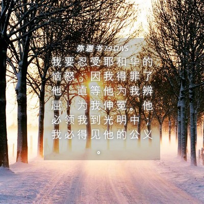 Picture 04 - 弥 迦 书 7:9 CUVS - 我 要 忍 受 耶 和 华 的 恼 怒 ； 因 - Bible Verse Picture