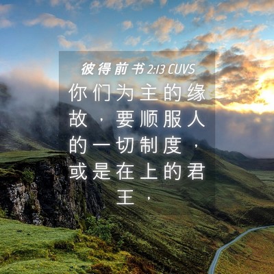 Picture 04 - 彼 得 前 书 2:13 CUVS - 你 们 为 主 的 缘 故 ， 要 顺 服 人 - Bible Verse Picture