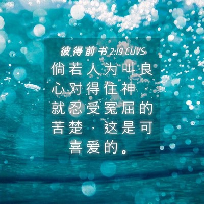 Picture 04 - 彼 得 前 书 2:19 CUVS - 倘 若 人 为 叫 良 心 对 得 住 神 ， - Bible Verse Picture