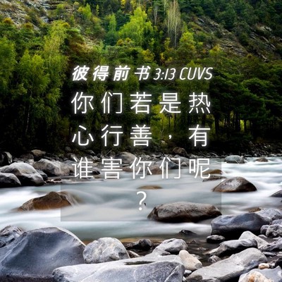 Picture 04 - 彼 得 前 书 3:13 CUVS - 你 们 若 是 热 心 行 善 ， 有 谁 害 - Bible Verse Picture