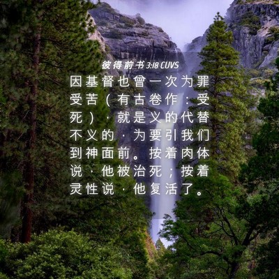Picture 04 - 彼 得 前 书 3:18 CUVS - 因 基 督 也 曾 一 次 为 罪 受 苦 （ - Bible Verse Picture