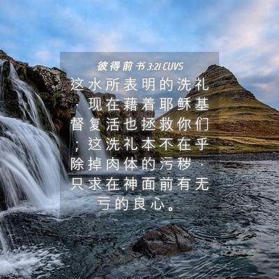Picture 04 - 彼 得 前 书 3:21 CUVS - 这 水 所 表 明 的 洗 礼 ， 现 在 藉 - Bible Verse Picture