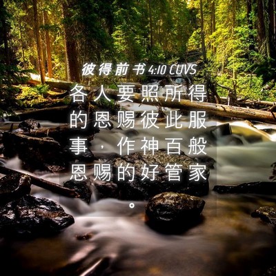 Picture 04 - 彼 得 前 书 4:10 CUVS - 各 人 要 照 所 得 的 恩 赐 彼 此 服 - Bible Verse Picture