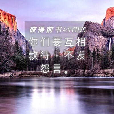 Picture 04 - 彼 得 前 书 4:9 CUVS - 你 们 要 互 相 款 待 ， 不 发 怨 言 - Bible Verse Picture