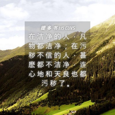Picture 04 - 提 多 书 1:15 CUVS - 在 洁 净 的 人 ， 凡 物 都 洁 净 ； - Bible Verse Picture