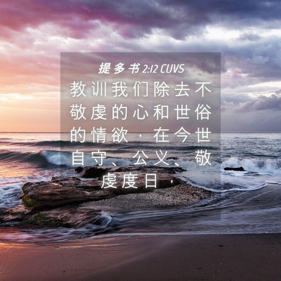 Picture 04 - 提 多 书 2:12 CUVS - 教 训 我 们 除 去 不 敬 虔 的 心 和 - Bible Verse Picture