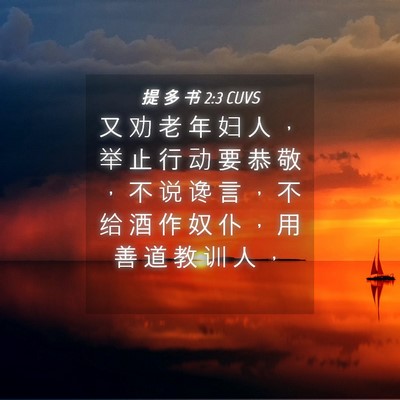 Picture 04 - 提 多 书 2:3 CUVS - 又 劝 老 年 妇 人 ， 举 止 行 动 要 - Bible Verse Picture