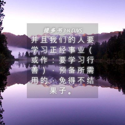 Picture 04 - 提 多 书 3:14 CUVS - 并 且 我 们 的 人 要 学 习 正 经 事 - Bible Verse Picture