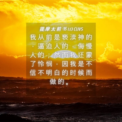 Picture 04 - 提 摩 太 前 书 1:13 CUVS - 我 从 前 是 亵 渎 神 的 ， 逼 迫 人 - Bible Verse Picture